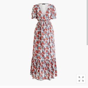 NWT J Crew v-neck maxi dress in poppy print, S
